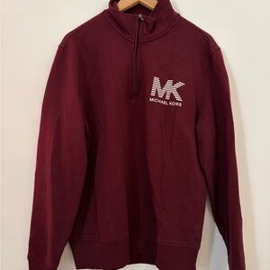 Michael Kors Men's Zip-Up Sweater in Deep Burgundy